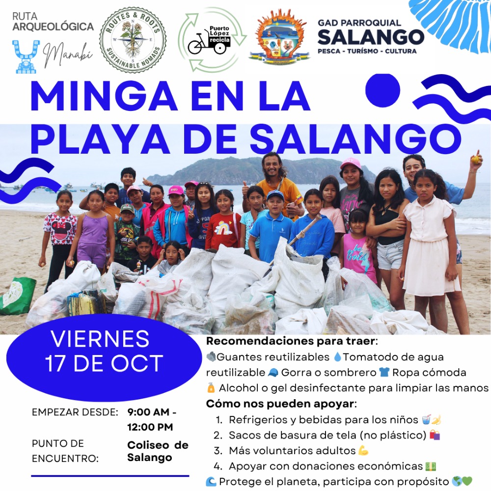 Minga en la playa de Salango